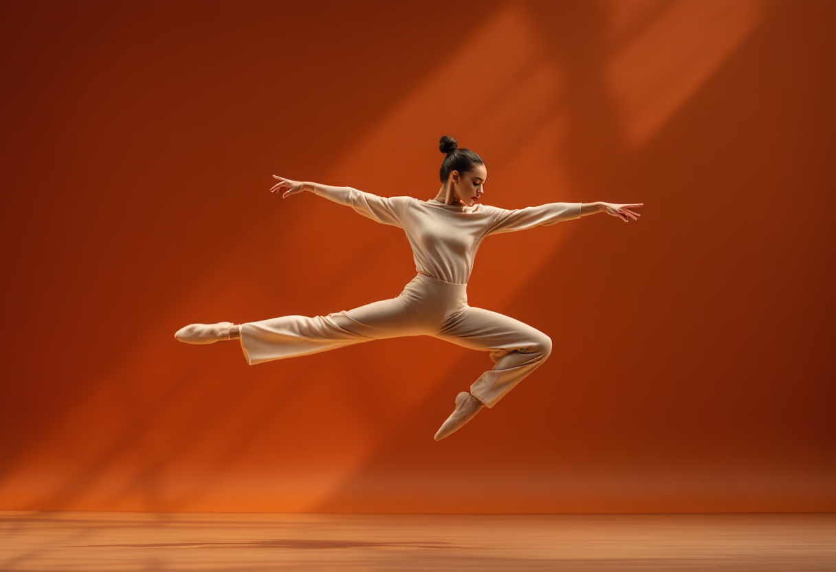 image of a dancer demonstrating a complex move to a class